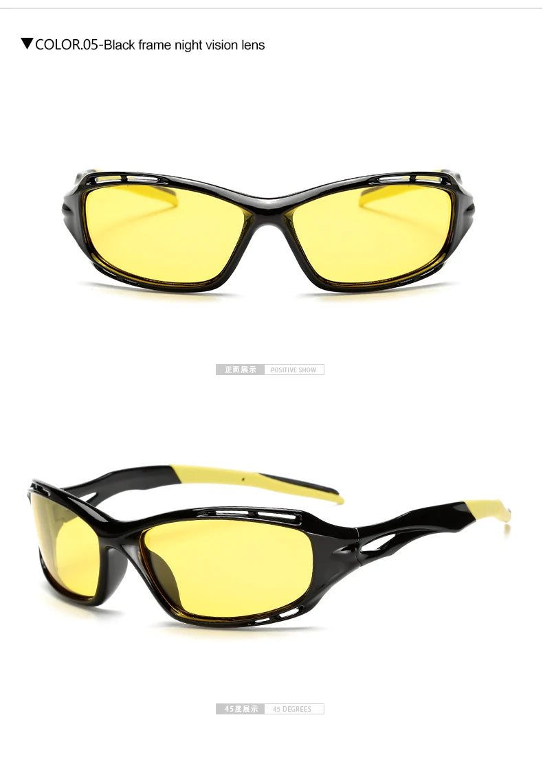 HOOLDW High Quality Yellow Lens Night Vision Glasses Men Polarized Sunglasses UV400 Driving Anti-glare Goggles Eyewear Oculos