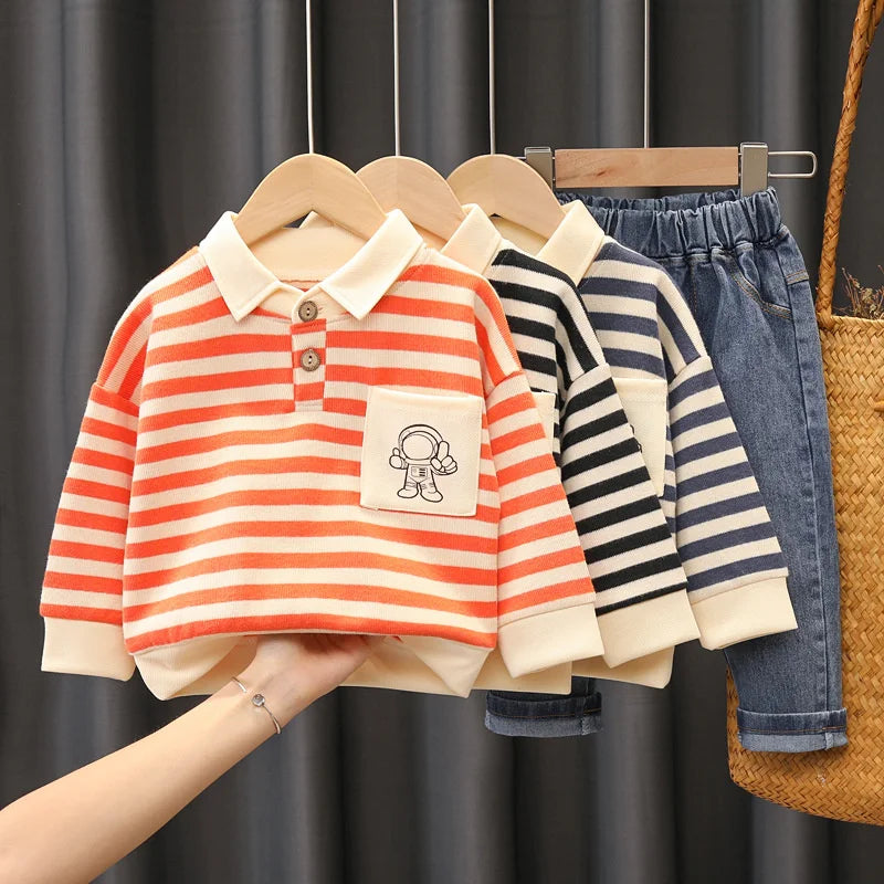 New Spring Autumn Baby Boys Girls Clothes Fashion Striped Children T-Shirt Pants 2Pcs/Set Toddler Casual Costume Kids Tracksuits