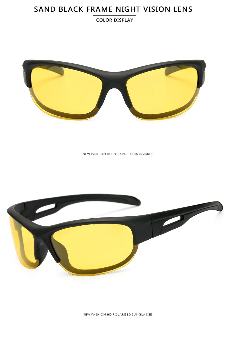 HOOLDW High Quality Yellow Lens Night Vision Glasses Men Polarized Sunglasses UV400 Driving Anti-glare Goggles Eyewear Oculos