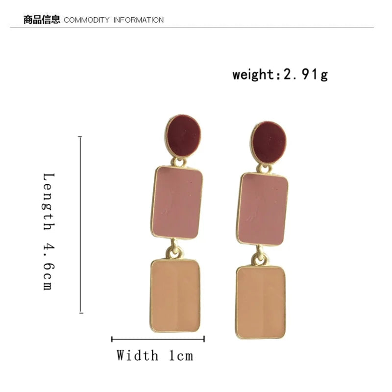 Contrast Color Drop Earrings For Women S925 Silver Pin Korean Rectangle Temperament Long  Geometry Personality Simple Brincos