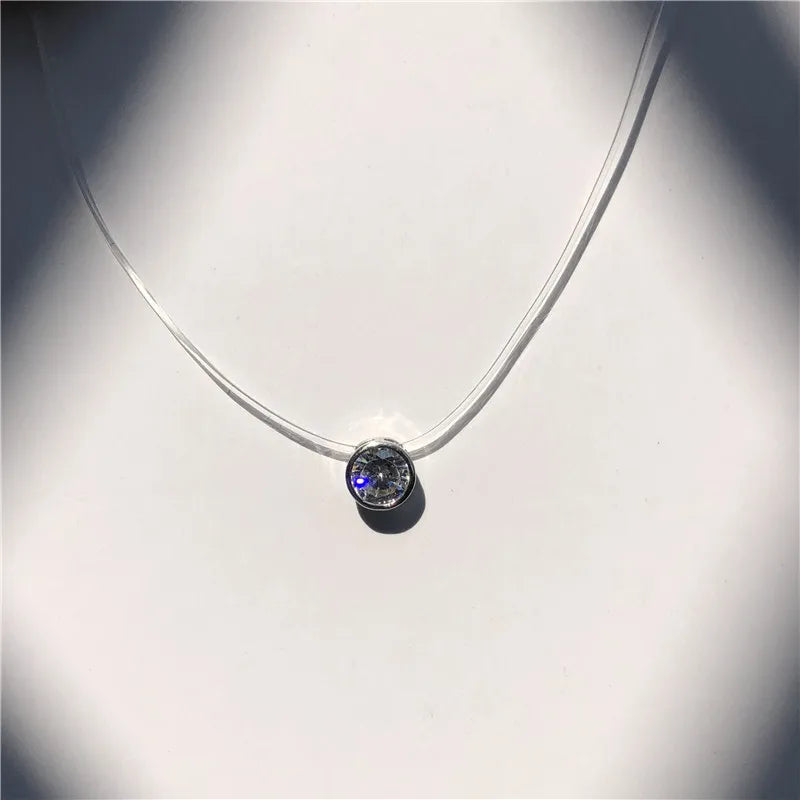 2019 Female New Heart Star Necklace Meteorite Pendant Transparent Fishing Line Invisible Women Zircon Pendants Necklace Jewelry