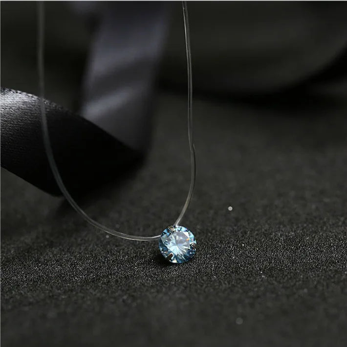 2019 Female New Heart Star Necklace Meteorite Pendant Transparent Fishing Line Invisible Women Zircon Pendants Necklace Jewelry