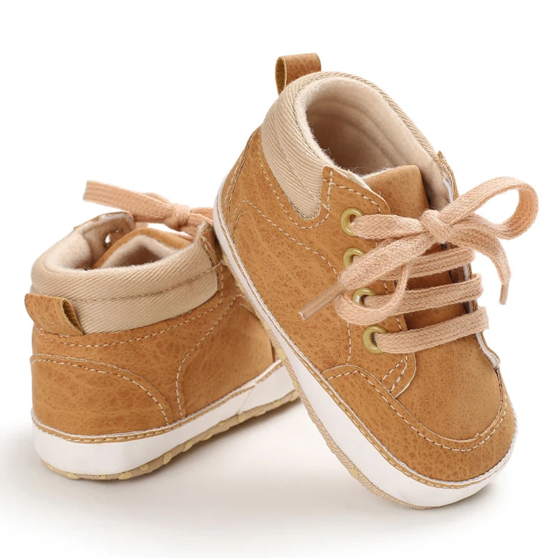 Newborn Baby Shoes Brown Themed Multicolor Boys and Girls Shoes Casual Sneakers Soft Sole Non-Slip Toddler Shoes First Walkers