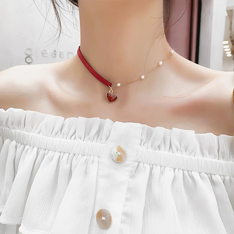 Sumeng New Personality Fashion Square Imitation Pearl Crystal Zircon Necklace Invisible Transparent Fishing Line Necklace Women