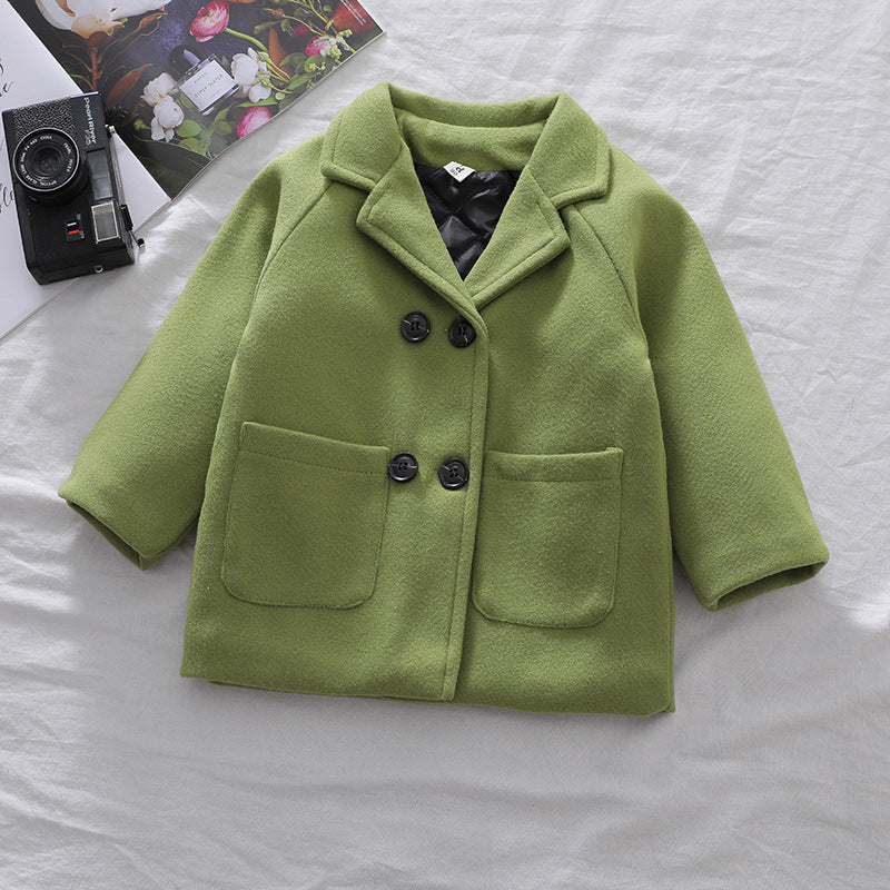 Lioraitiin Winter Grid Jackets Boys Girl Woolen Double-breasted Baby Boy Trench Coat Lapel Autumn Kids Outerwear Coats Wool Coat