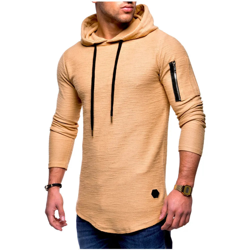 New Spring Men's Hooded T Shirt Slim Fit Cotton Long Sleeve Casual Zipper T-shirts Tops and Tees Hoodies Tshirt for Men  MY174