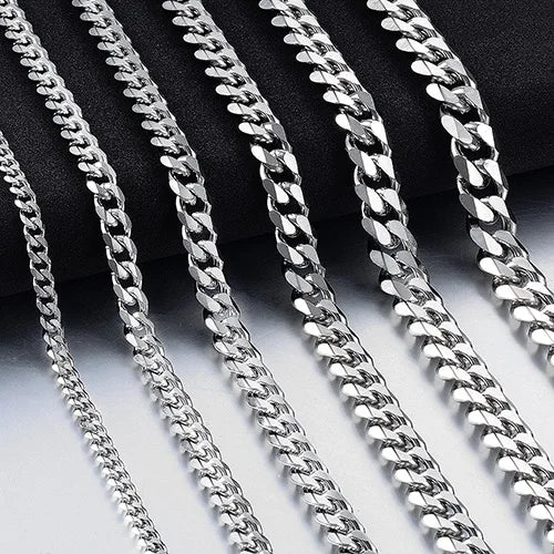 Never Fade 3.5mm-11mm Stainless Steel Cuban Necklace Waterproof  Men Link Curb Chain Gift Jewelry