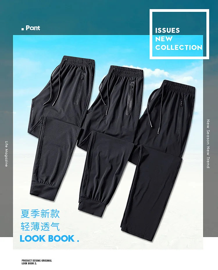 Men's pants Men Casual Pants Oversized Autumn Summer Breathable Sweatpants Elasticity Quick Drying Trousers largo Mens Clothing