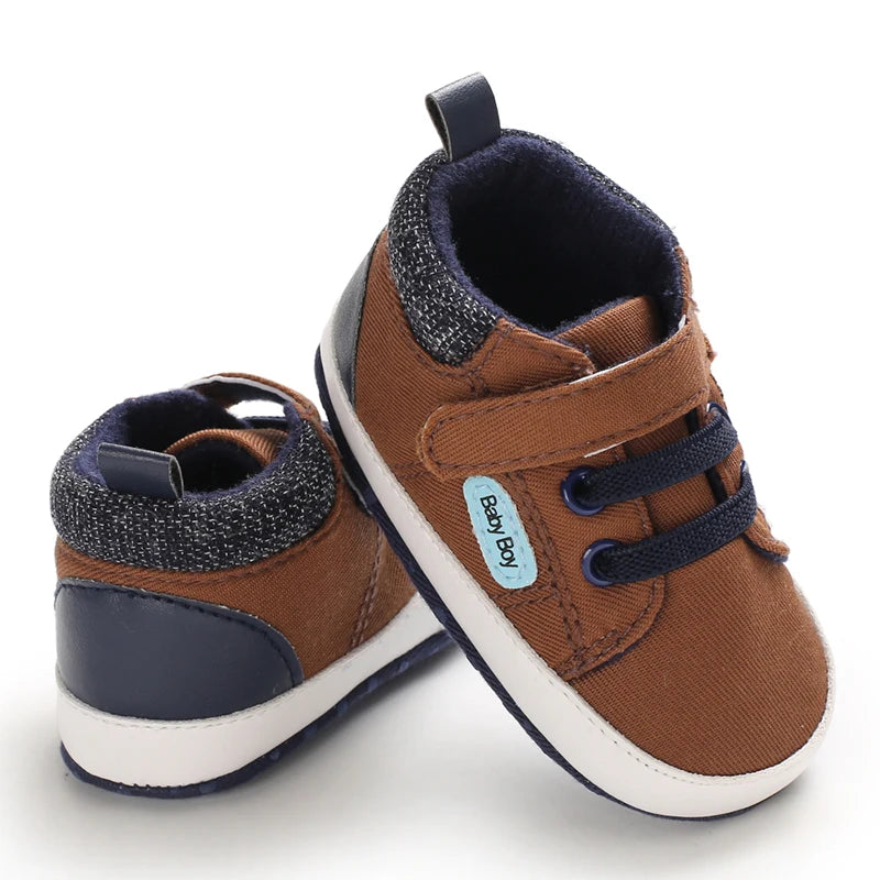 Newborn Baby Shoes Brown Themed Multicolor Boys and Girls Shoes Casual Sneakers Soft Sole Non-Slip Toddler Shoes First Walkers