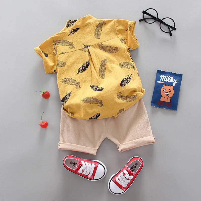 New Summer Baby Clothing Children Boys Fashion Printed Shirt Shorts 2Pcs/Sets Toddler Casual Cotton Clothes Suit Kids Tracksuits