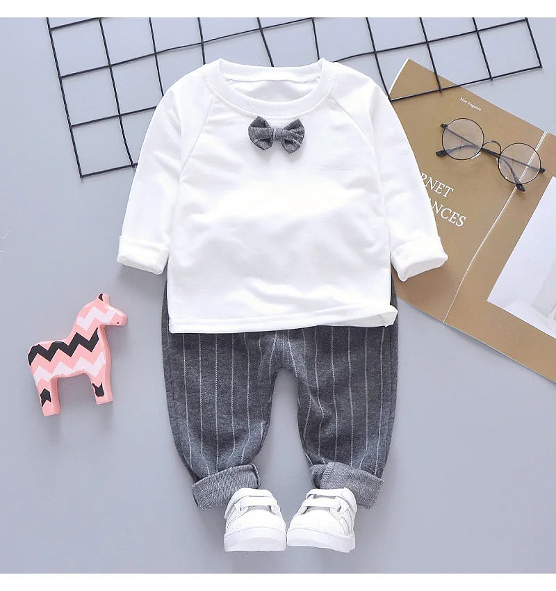 3-Pieces Boys Set Spring Autumn Children Gentleman Suit Tie T-Shirt+Coat+Pants 0-5 Years Toddler Party Clothes Kids Leisure Suit