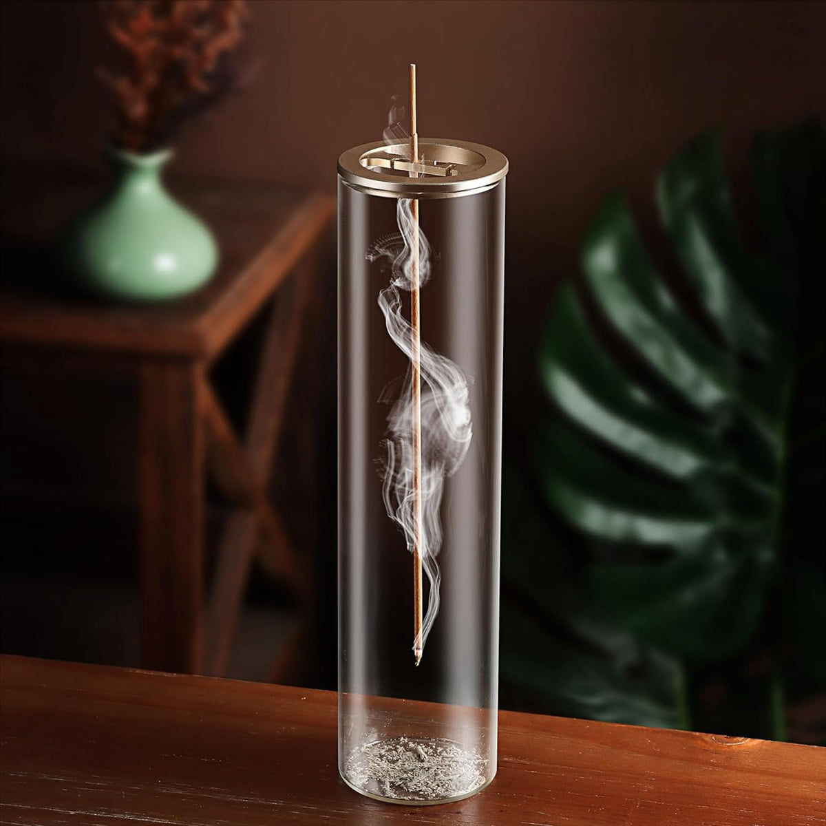 Incense Holder for Sticks [Anti-Ash Flying], Insence-Stick Burner Holder with Removable Glass Ash Catcher, for Home