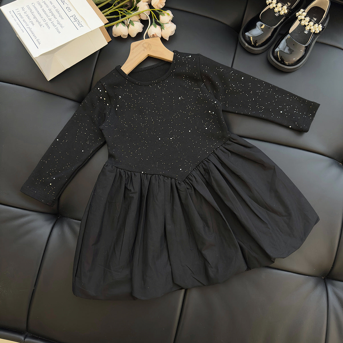 Girls Clothing Sets Autumn Spring Kids Child Toddler Sequins Coat and Dress Clothes Suit Children Girl Birhtday Clothes 2 4 6 8