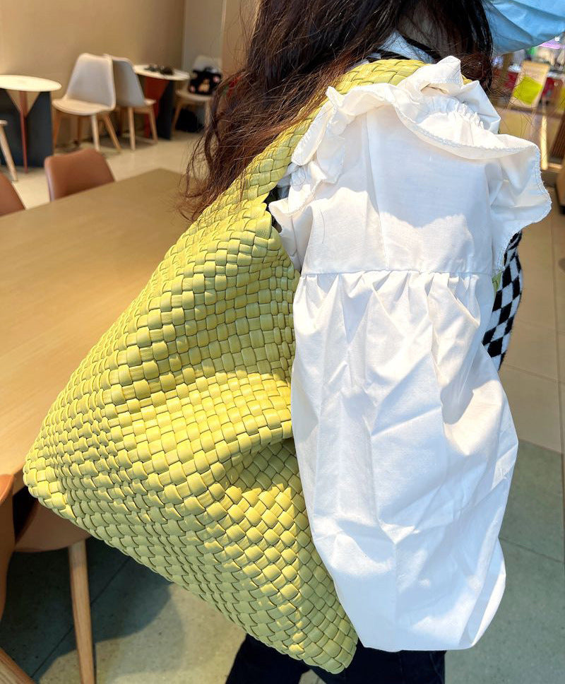 New high-end hand-woven bag large-capacity shoulder tote bag underarm bag bucket bag mother-and-child bag trend