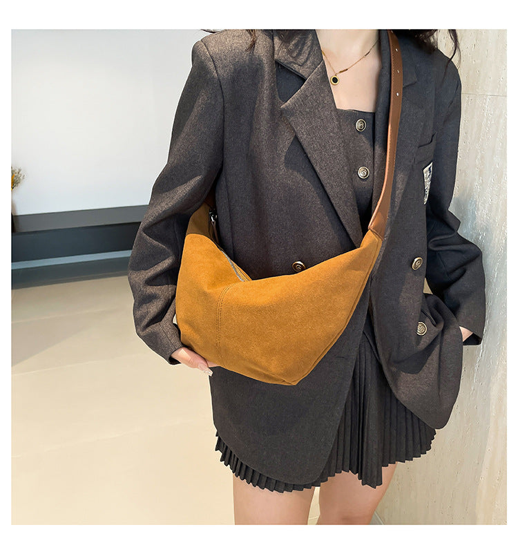 Cross-border high-end suede underarm bag for women autumn and winter new casual dumpling bag shoulder messenger bag trendy