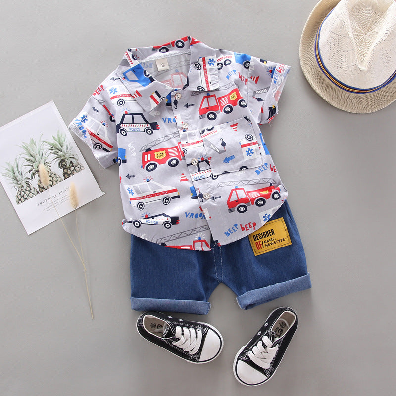 New Summer Baby Boys Clothes Children Fashion Cartoon Shirt Shorts 2Pcs/Set Kids Outfits Toddler Casual Costume Infant Tracksuit