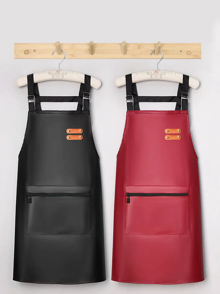 Fashion Leather Oil-Proof Household Catering Aquatic Apron