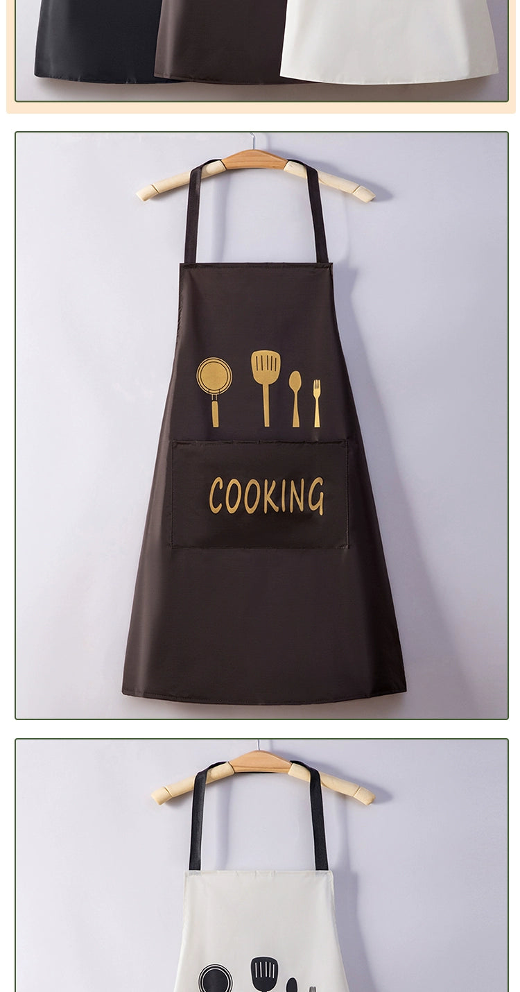 For Home Kitchen Cooking Apron Waterproof Oil-Proof Stain Fashion Erasable Hand Adult Work Clothes Men and Women Apron Coverall