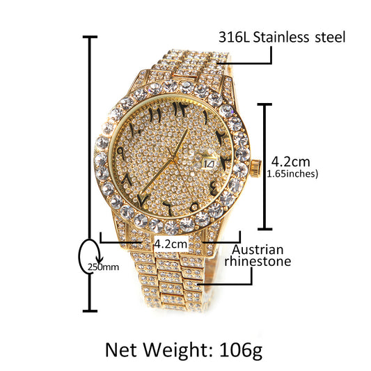 Gumeng new watch unisex fashion full diamond British watch classic cross-border floral digital large dial watch