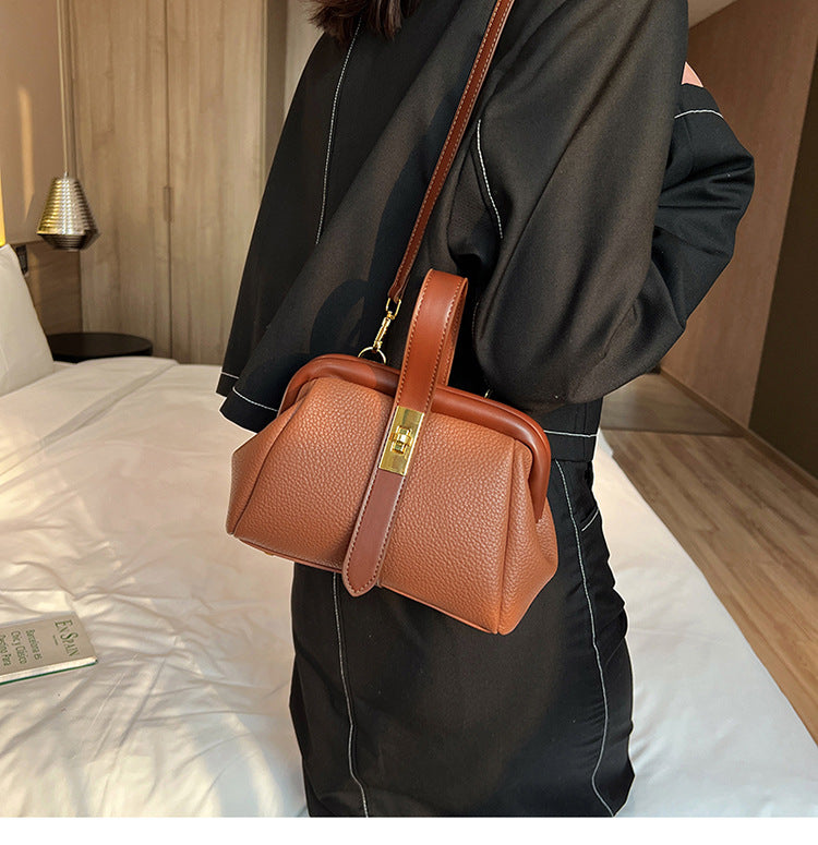 Cross-border bag women's bag fashion new lychee pattern clip handbag fashion all-match shoulder Messenger bag