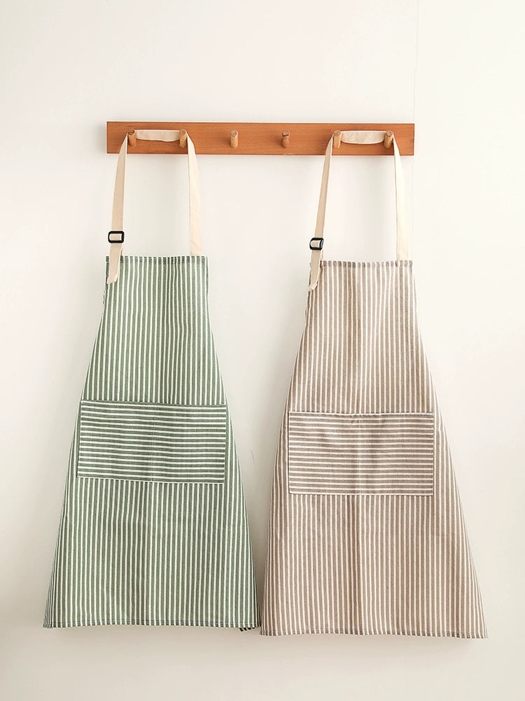 VV Xiaowangjia Inventory Pure Cotton Apron Female Household Kitchen Special Work Clothes Cotton Linen Cooking Apron Thin Breathable