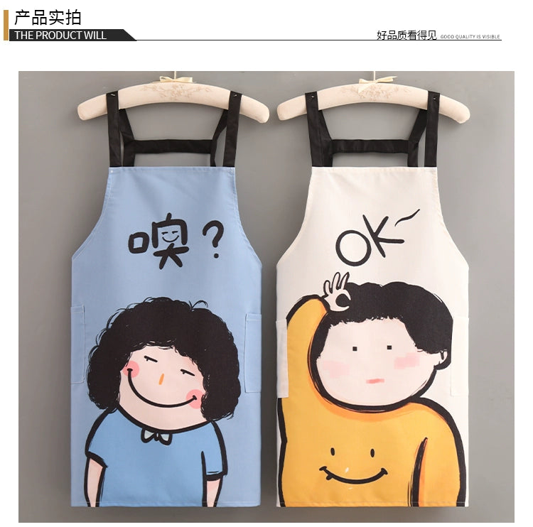 Canvas Apron Home Kitchen Men's Summer Thin 2022 Internet Celebrity New Work Clothes Women's Cooking Cartoon Waist