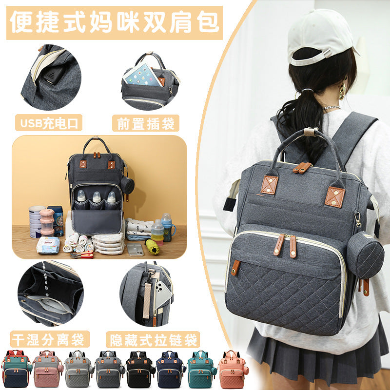 New large-capacity backpack portable mother and baby bag travel mommy bag diaper bag can be printed