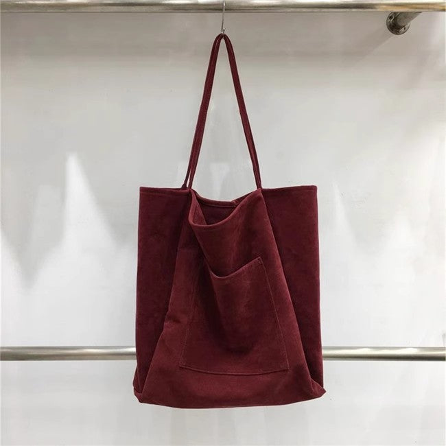 Homemade Autumn and Winter Style Ins Casual Lazy Style Suede Large Capacity Commuter Tote Bag Shoulder Bag