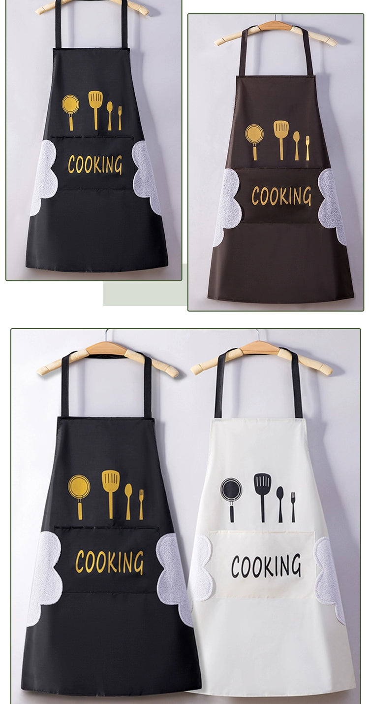 For Home Kitchen Cooking Apron Waterproof Oil-Proof Stain Fashion Erasable Hand Adult Work Clothes Men and Women Apron Coverall