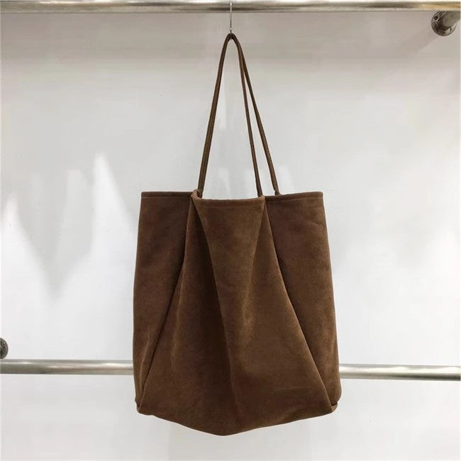 Homemade Autumn and Winter Style Ins Casual Lazy Style Suede Large Capacity Commuter Tote Bag Shoulder Bag