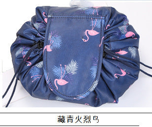 Folding induction lazy makeup bag drawstring waterproof cartoon cute storage bag autumn and winter cosmetic bag wholesale