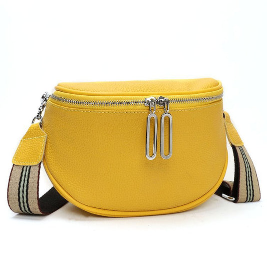 Genuine leather fashion saddle bag women's bag cross-border new crossbody bag double zipper first layer cowhide small bag shoulder bag