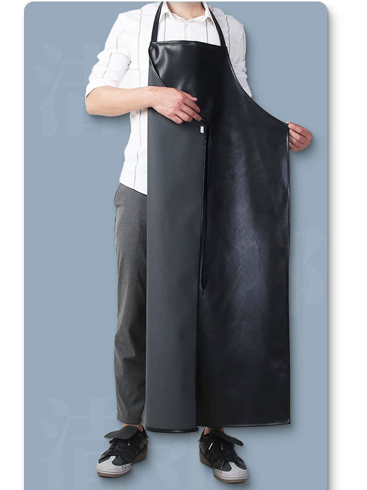 Black Oil-Proof Halterneck Pu For Home Aquatic Products Thickened Apron