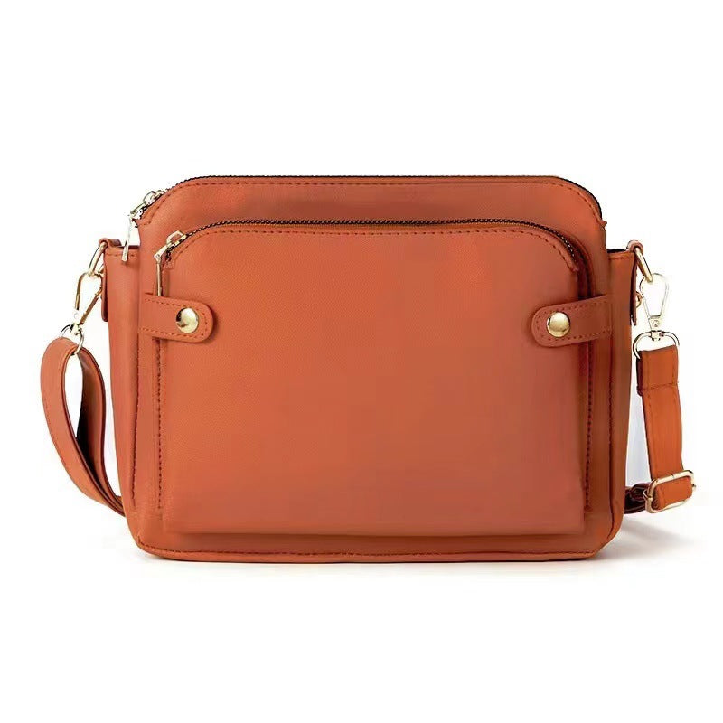 Three Layer Leather Crossbody Shoulder Three Layer Leather Crossbody Shoulder Cross Border