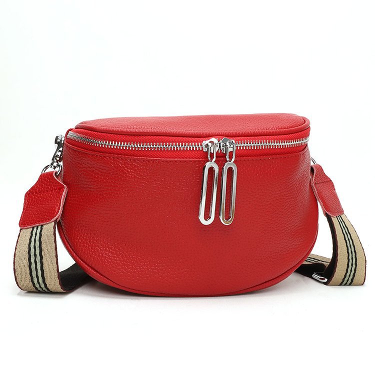 Genuine leather fashion saddle bag women's bag cross-border new crossbody bag double zipper first layer cowhide small bag shoulder bag