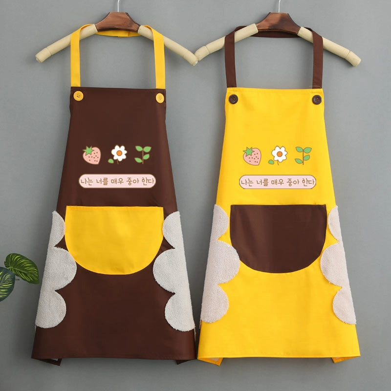 For Home Kitchen Apron Waterproof Oil-Proof Female Fashion K-style For Home Kitchen Oil-Proof For Home Overclothes Apron Female