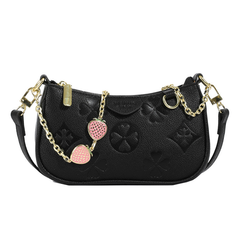 High-grade underarm bag summer new niche women's bag retro print chain shoulder handbag messenger bag