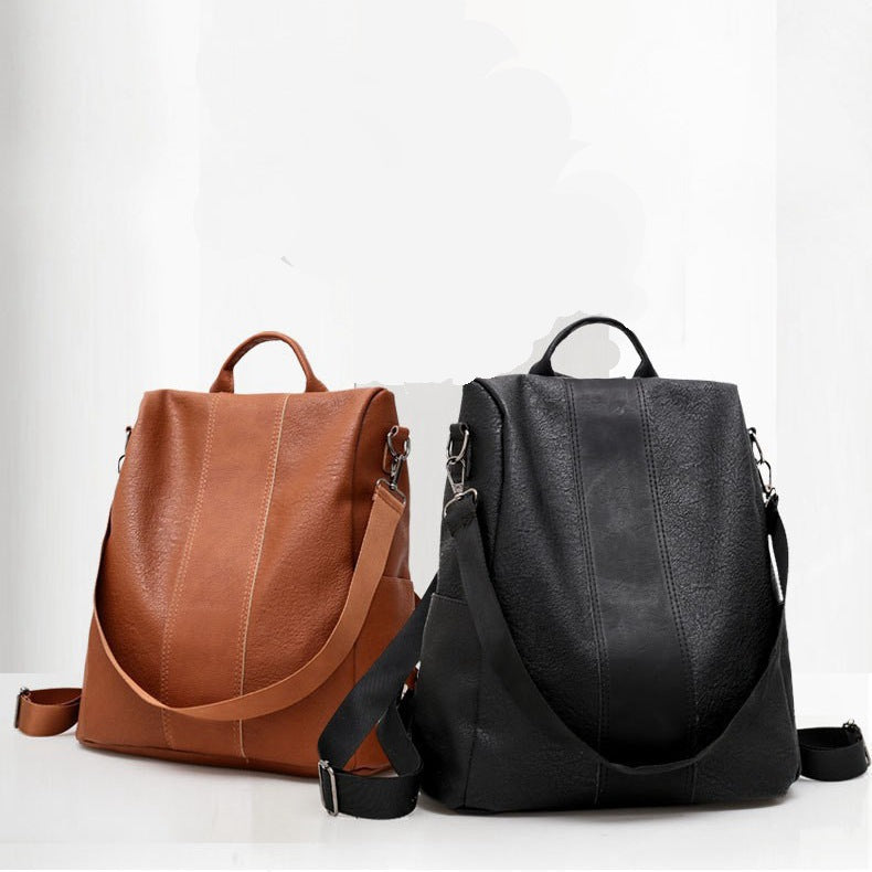 New large capacity backpack fashionable simple style all-match solid color anti-theft women's backpack