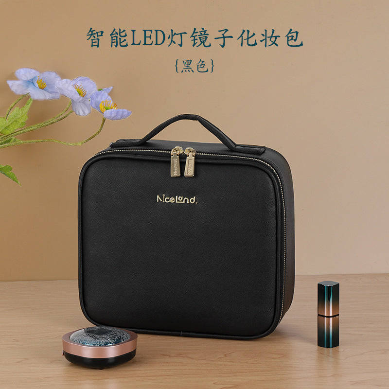 With Mirror Mirror Makeup Case With Light Cosmetic Bag and Makeup Artist Bag Large Capacity Cosmetic Storage Bag Portable