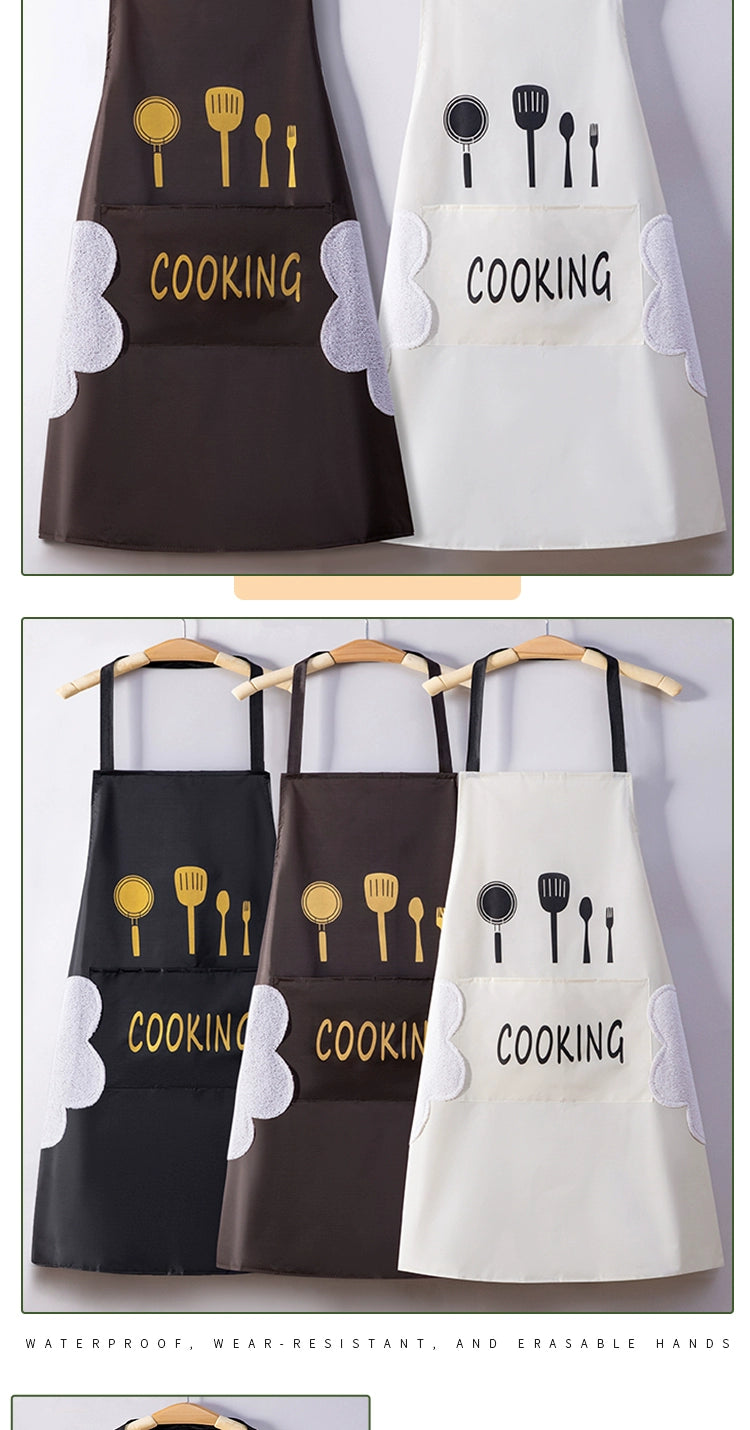 For Home Kitchen Cooking Apron Waterproof Oil-Proof Stain Fashion Erasable Hand Adult Work Clothes Men and Women Apron Coverall