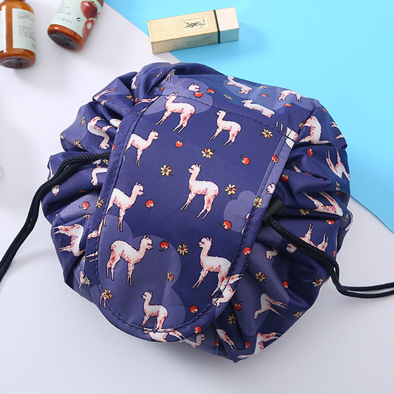 Small fresh thickened lazy drawstring cosmetic bag travel cosmetics storage bag large-capacity wash bag