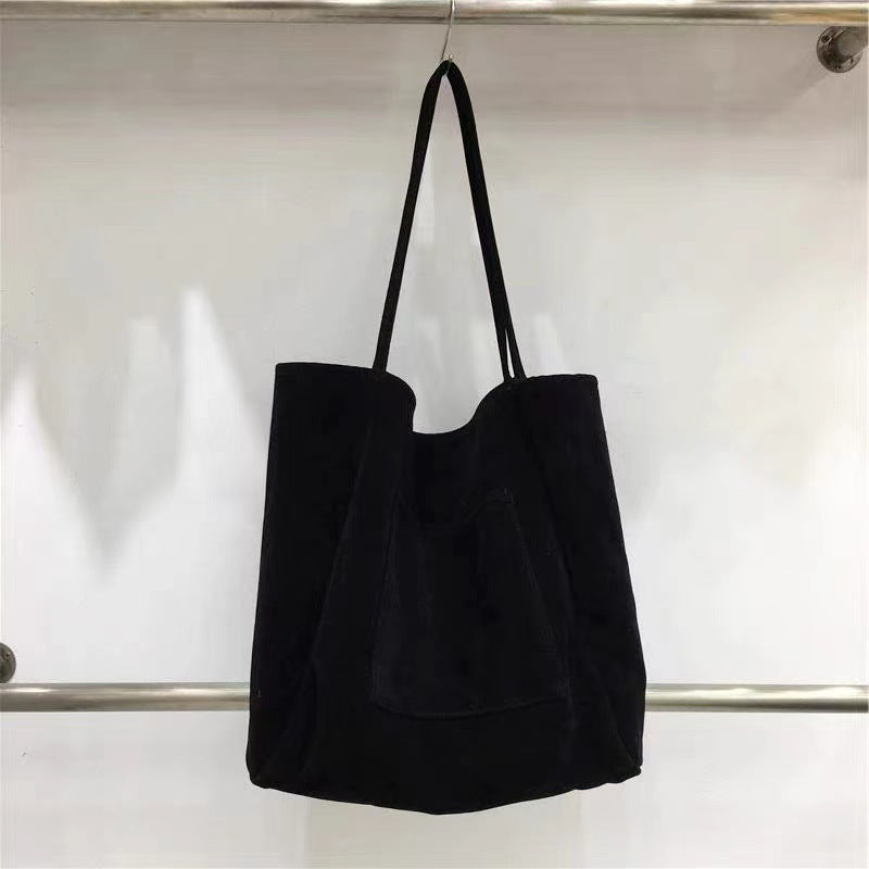 Homemade Autumn and Winter Style Ins Casual Lazy Style Suede Large Capacity Commuter Tote Bag Shoulder Bag