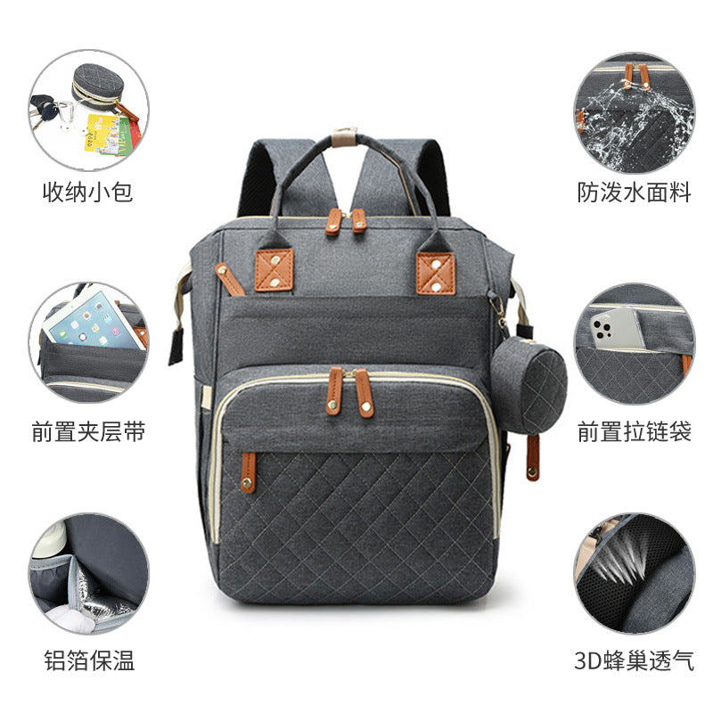 Large-capacity mommy bag multi-functional portable baby mother storage backpack baby bottle diaper multi-compartment mother and baby bag