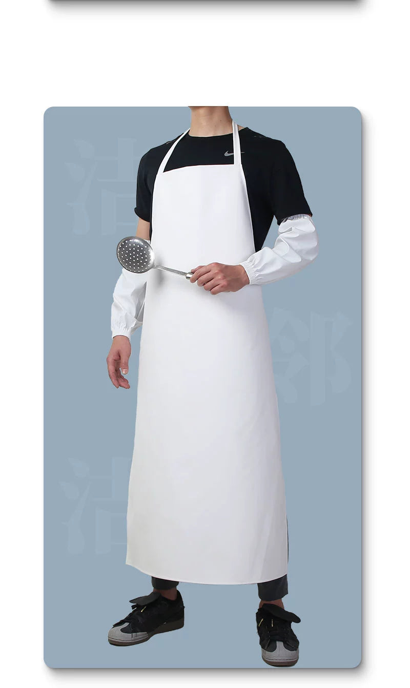 Food Factory White Pu Vest For Home Neck-Hanging Apron