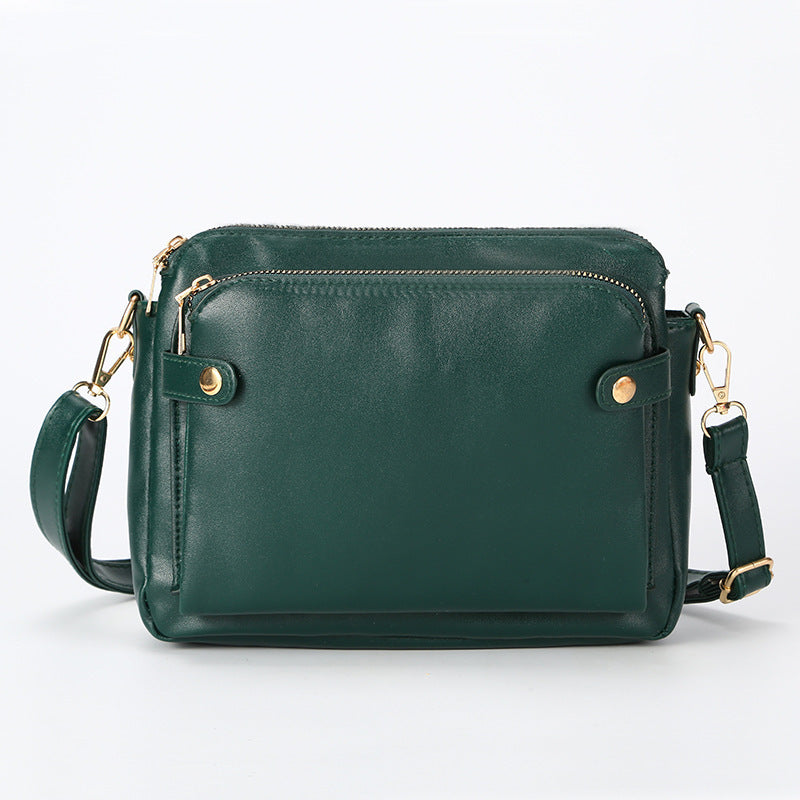 Three Layer Leather Crossbody Shoulder Three Layer Leather Crossbody Shoulder Cross Border