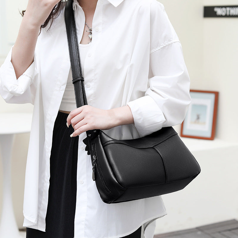 New casual soft surface lightweight large capacity women's shoulder messenger bag