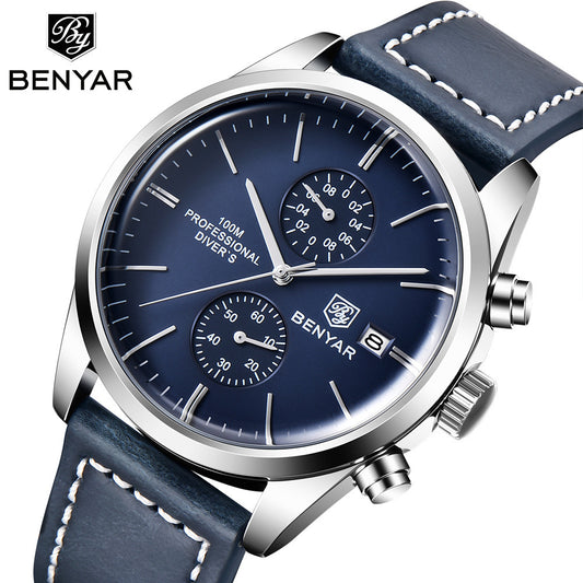 Benya benyar cross-border men's watch multi-function quartz watch fashion business waterproof watch men's watch 5187