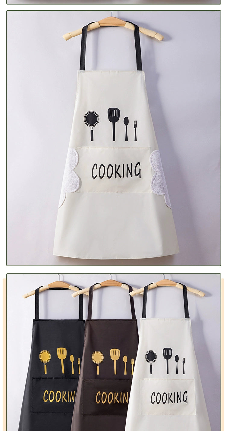 For Home Kitchen Cooking Apron Waterproof Oil-Proof Stain Fashion Erasable Hand Adult Work Clothes Men and Women Apron Coverall