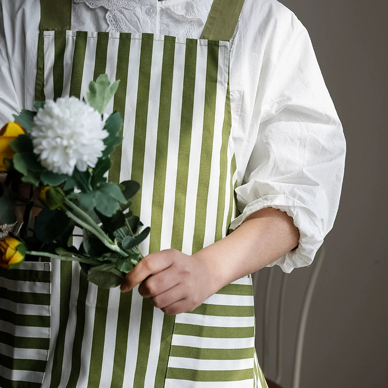 Fresh Stripes Cotton Suspender Milk Tea Shop Kitchen