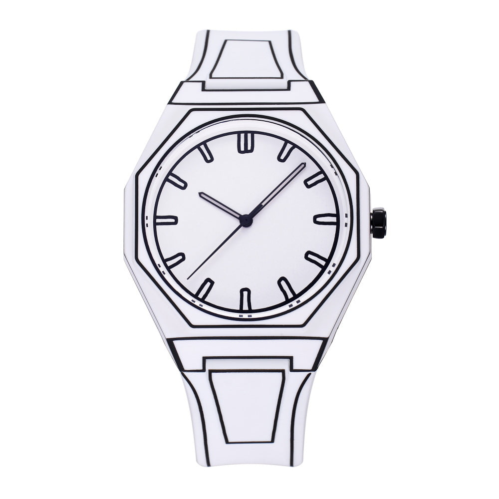 Silicone quartz watch business quartz watch plastic dial deep waterproof watch comic style fashion watch